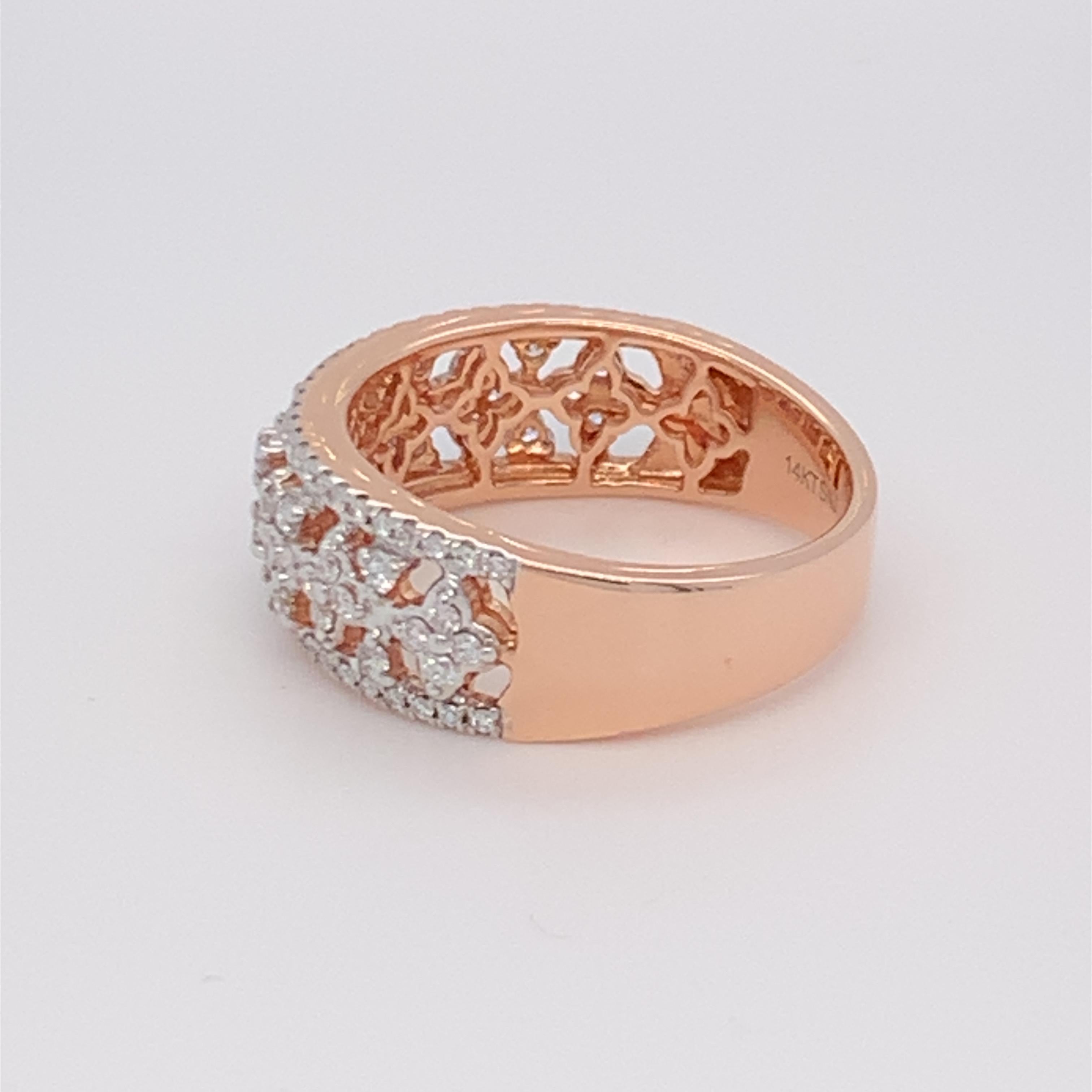 0.50 Carat White Diamond Band in 14k Rose Gold For Sale 1