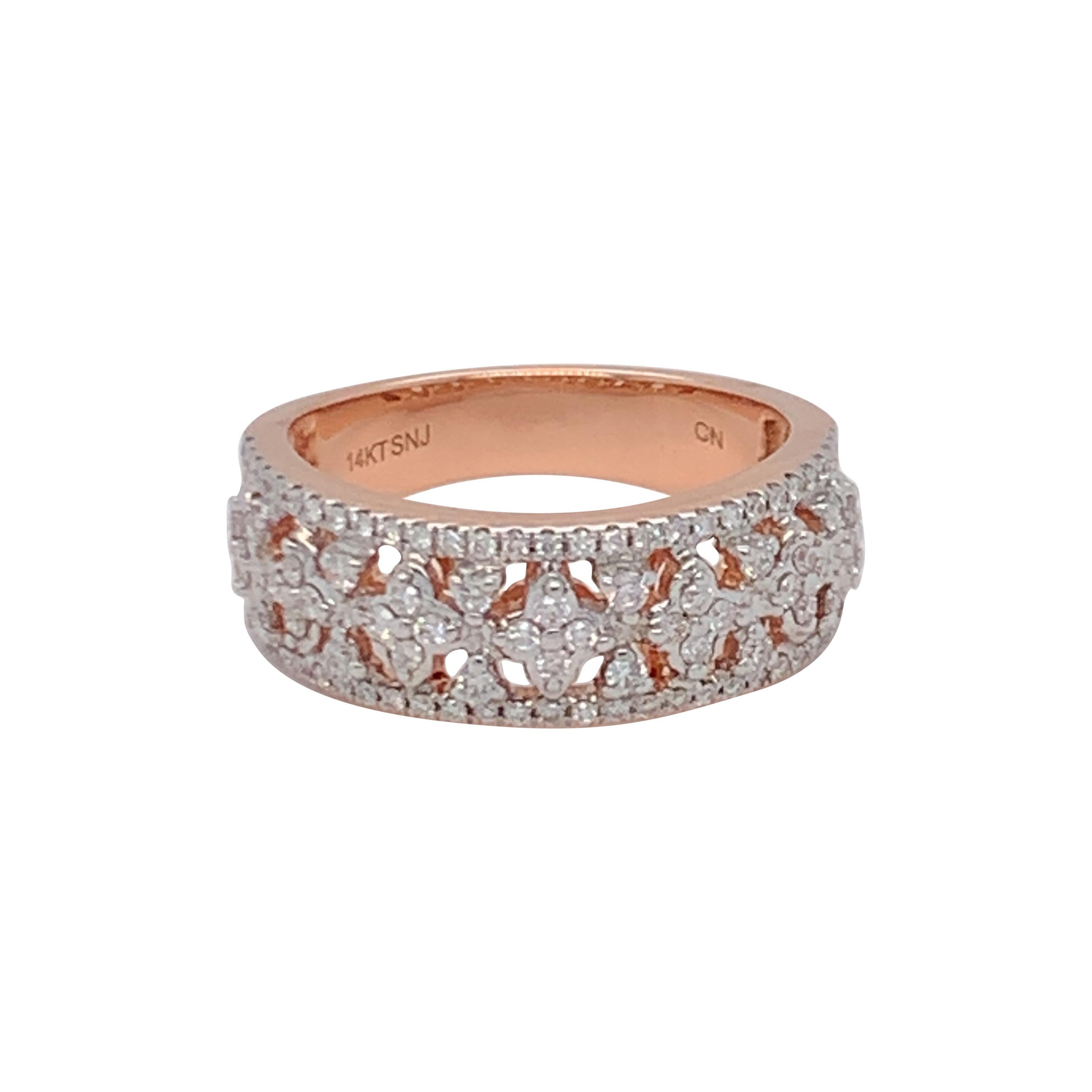 0.50 Carat White Diamond Band in 14k Rose Gold For Sale