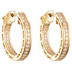 0.50 Carat Yellow Gold Diamond Hoop Earring