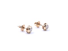 0.50 Carats Diamond 14 Karat Yellow Gold Bezel Set Stud Earrings