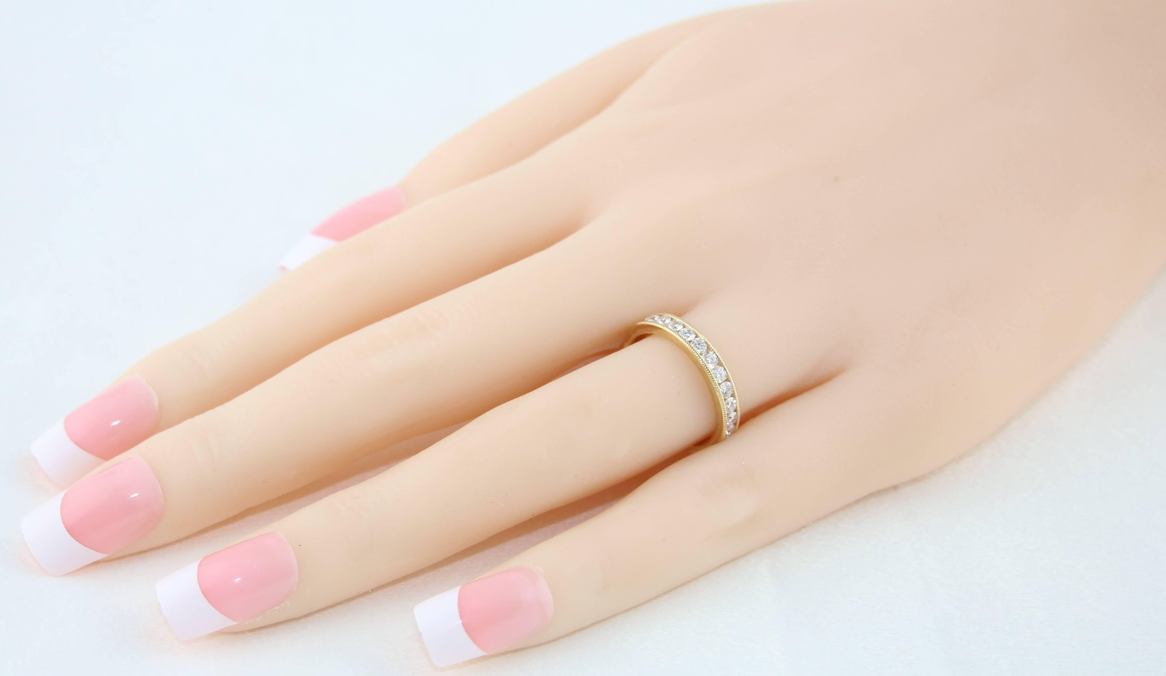 Contemporary 0.50 Carat Diamond Channel Set Milgrain Gold Half Band Ring For Sale