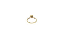 0.50 Carats Diamond Square Halo Round Pave Engagement Cocktail Yellow Gold Ring