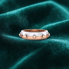 0.50 Carats F/VS1 Round Brilliant Diamonds Heart Band Ring in 14K Two-Tone Gold