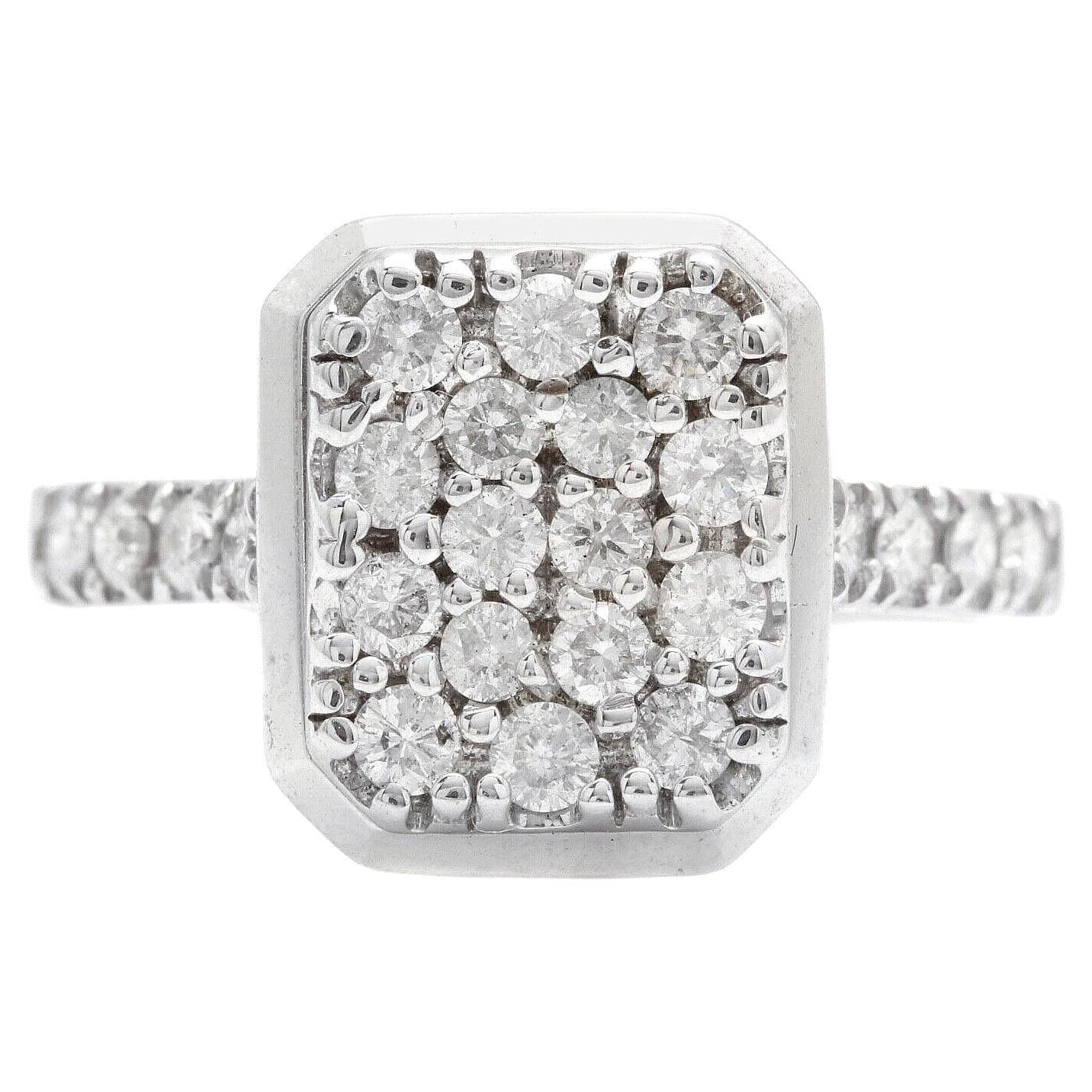 0.50 Carats Natural Diamond 14K Solid White Gold Ring For Sale