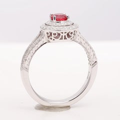 Natural Red Spinel Gemstone 0.50 carats set in 14K White Gold Ring with Diamonds