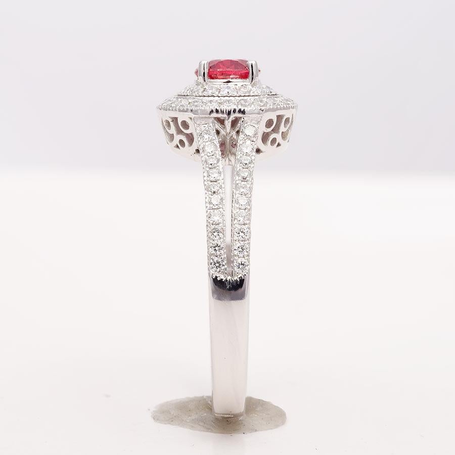 Mixed Cut  0.50 Carats Natural Red Spinel Diamonds set in 14K White Gold Ring  For Sale