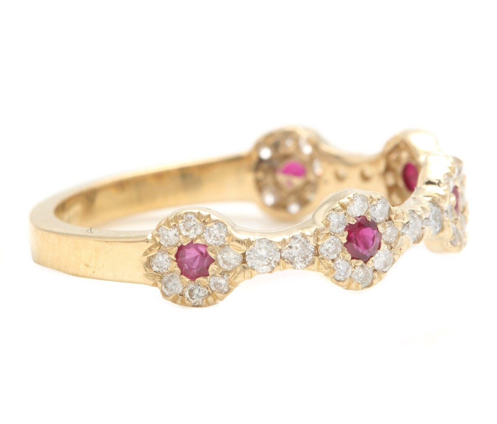 0.50 Carats Natural Ruby and Diamond 14K Solid Yellow Gold Band Ring

Suggested Replacement Value: $3,000.00

Total Natural Ruby Weight is: Approx. 0.15 Carats 

Natural Round Diamonds Weight: Approx. 0.35 Carats (color G-H / Clarity SI)

Width of