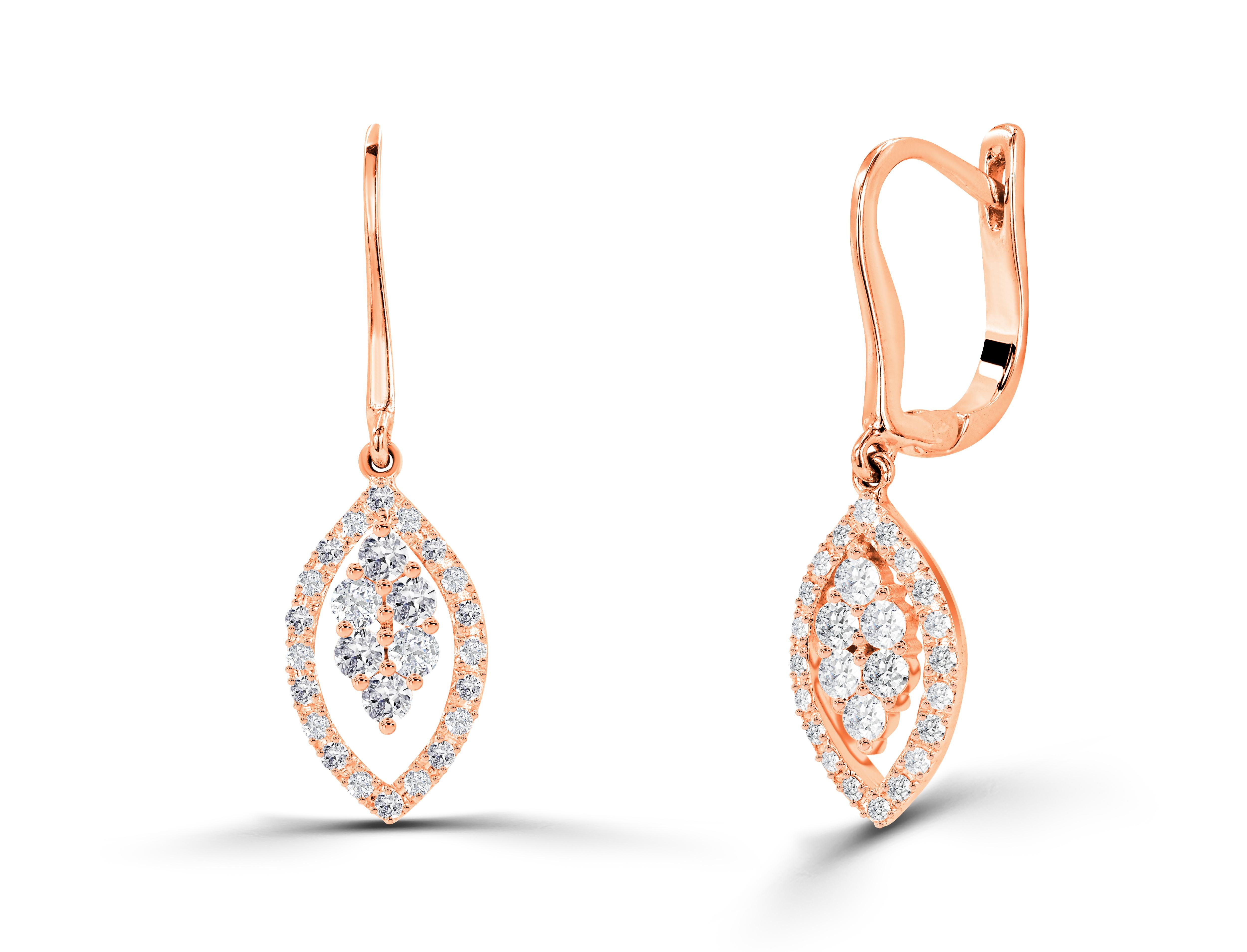 0.50 Ct Diamond Marquise shaped Drop Earrings in 14K Gold, Round Brilliant cut diamond earrings, Natural Diamond Earrings, Lever-Back earrings, Heavy End Earrings.

Jewels By Tarry presents to you a beautiful Earring collection with natural diamonds
