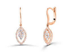 0.50ct Diamond Marquise Shaped Drop Earrings in 18k Gold