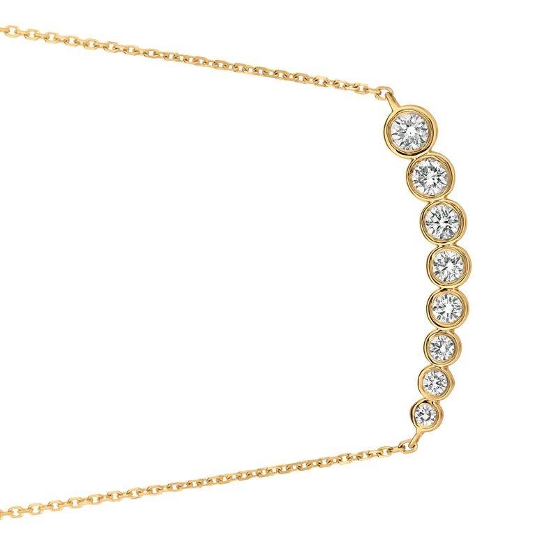 Round Cut 0.50 Carat Natural Diamond Bezel Necklace Pendant 14 Karat Yellow Gold G SI For Sale