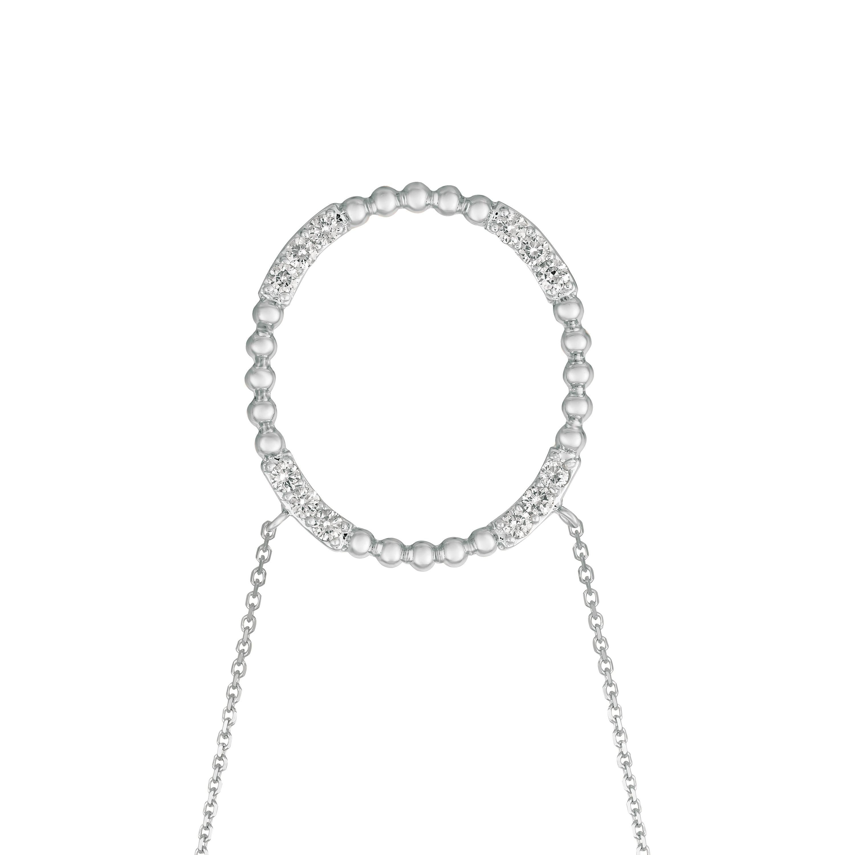 Contemporary 0.50 Carat Natural Diamond Circle Necklace 14 Karat White Gold G-H SI For Sale