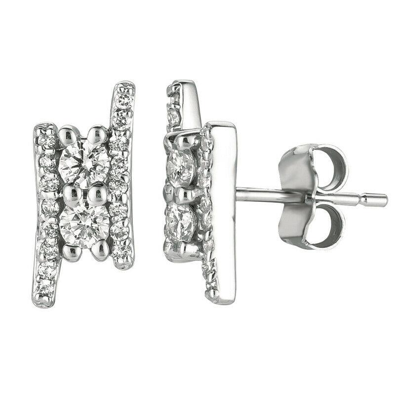 Contemporary 0.50 Ct Natural Diamond Fashion Earrings G SI 14K White Gold For Sale