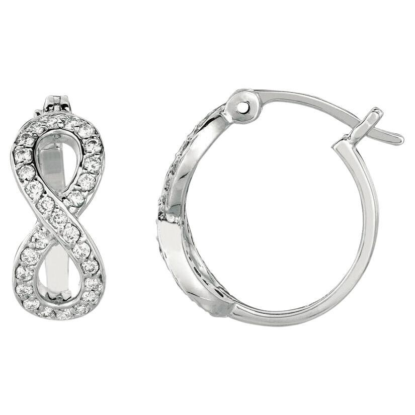 Boucles d'oreilles Infinity en or blanc 14 carats serties de diamants naturels de 0,50 carat G SI en vente