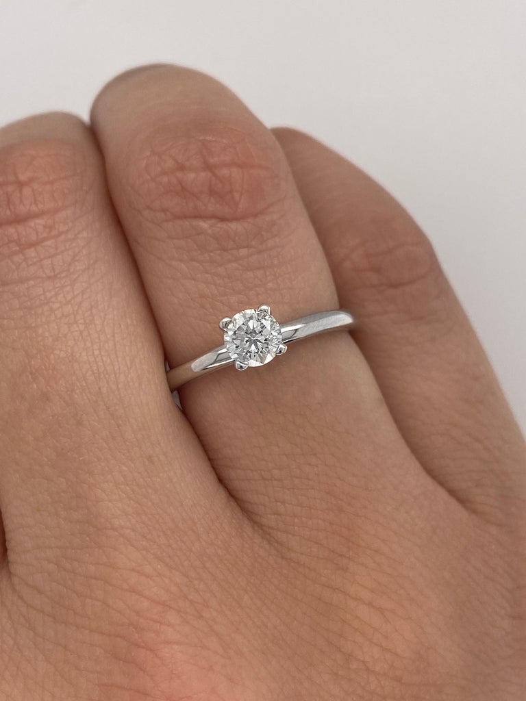 Customizable 0.50 Ct Natural Round Cut Diamond Engagement Ring 14K White  Gold For Sale at 1stDibs | .50 carat round diamond engagement ring, natural  diamond engagement rings, natural white gold
