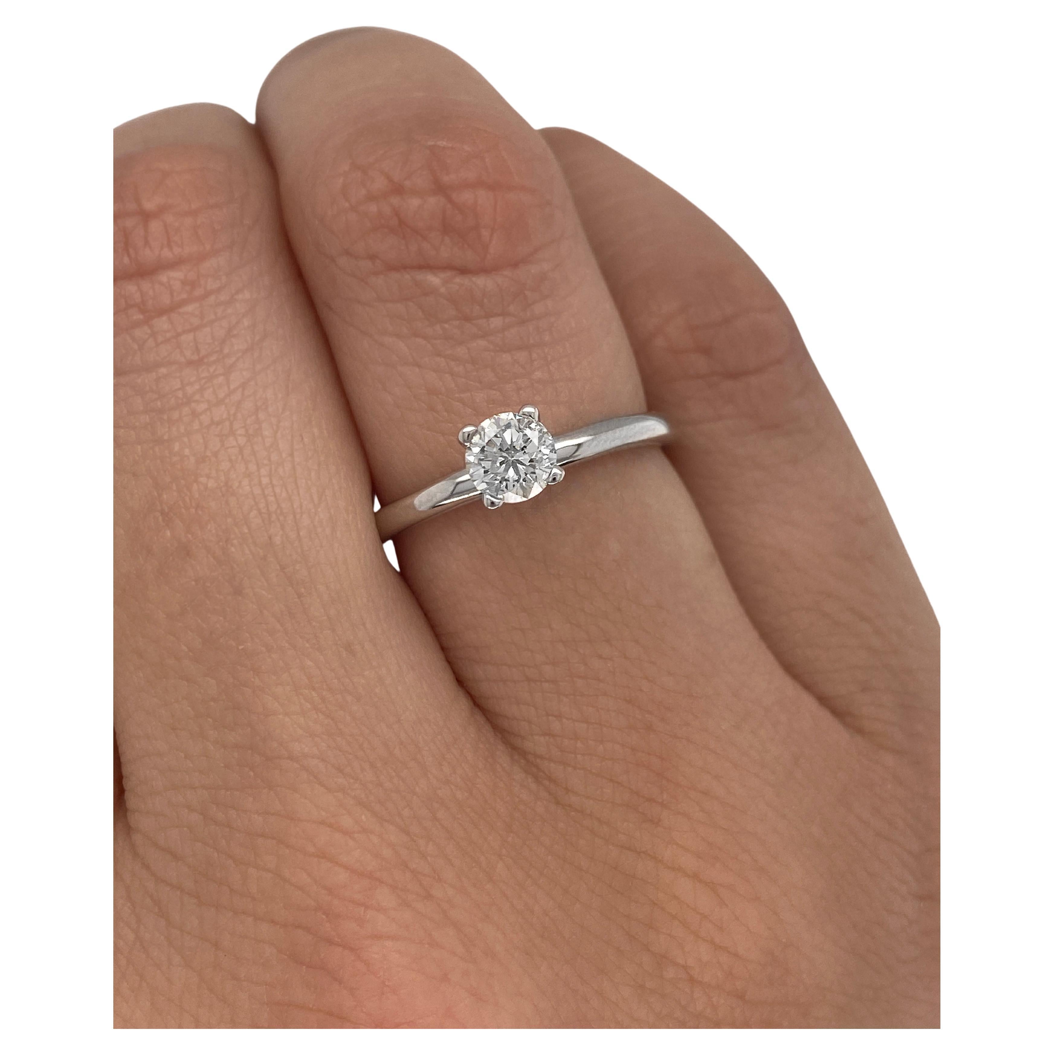 For Sale:  0.50 Ct Natural Round Cut Diamond Engagement Ring 14K White Gold