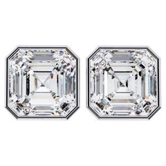 0.50 CTW Asscher Diamond Stud Earrings in 14K Gold, SI Bezel Set Solitaire Earri