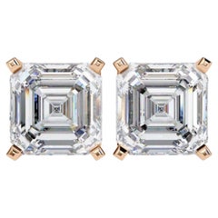 0.50 CTW Asscher Diamond Stud Earrings in 14K Gold, SI Solitaire Studs