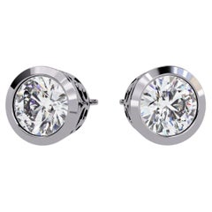 0.50 CTW Bezel Diamond Stud Earrings in 14K Gold, SI Natural Solitaire Earrings