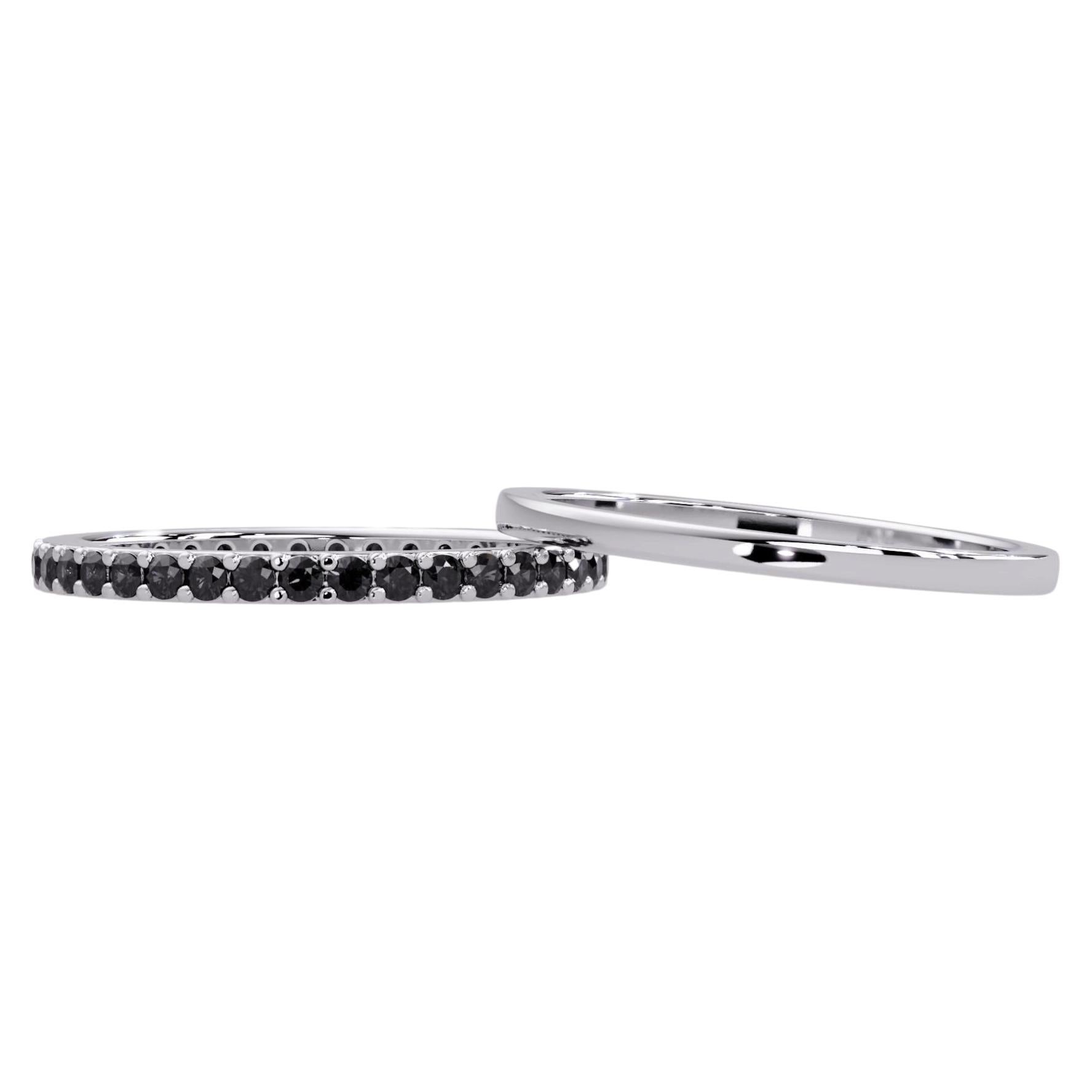 0.50 CTW Black Diamond Pavé Eternity Band in 14K Gold, AAA Quality Diamonds For Sale