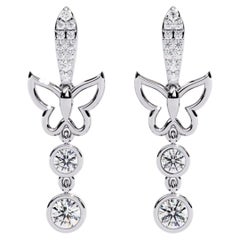 0.50 CTW Butterfly Diamond Dangle Earrings in 14K Gold, SI+ Natural Diamond Drop