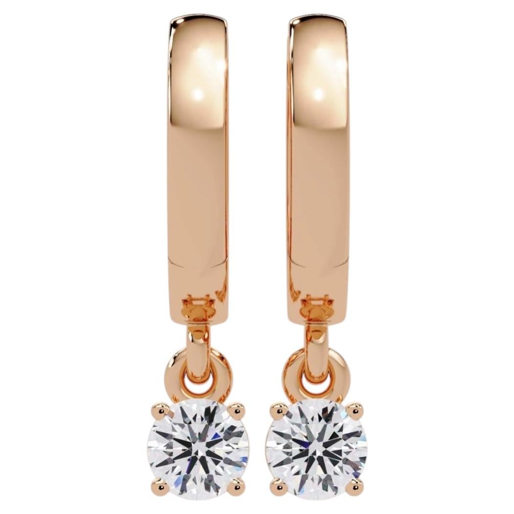 Orecchini a cerchio con diamanti a goccia da 0,50 CTW in oro 14K, SI1+, 14 mm