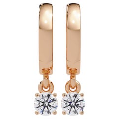 Boucles d'oreilles créoles pendantes en diamant de 0,50 CTW, en or 14 carats, SI1+, 14 mm