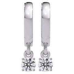 0.50 CTW Diamond Drop Hoop Earrings in 14K Gold, SI1+ Natural Diamond (11 MM)