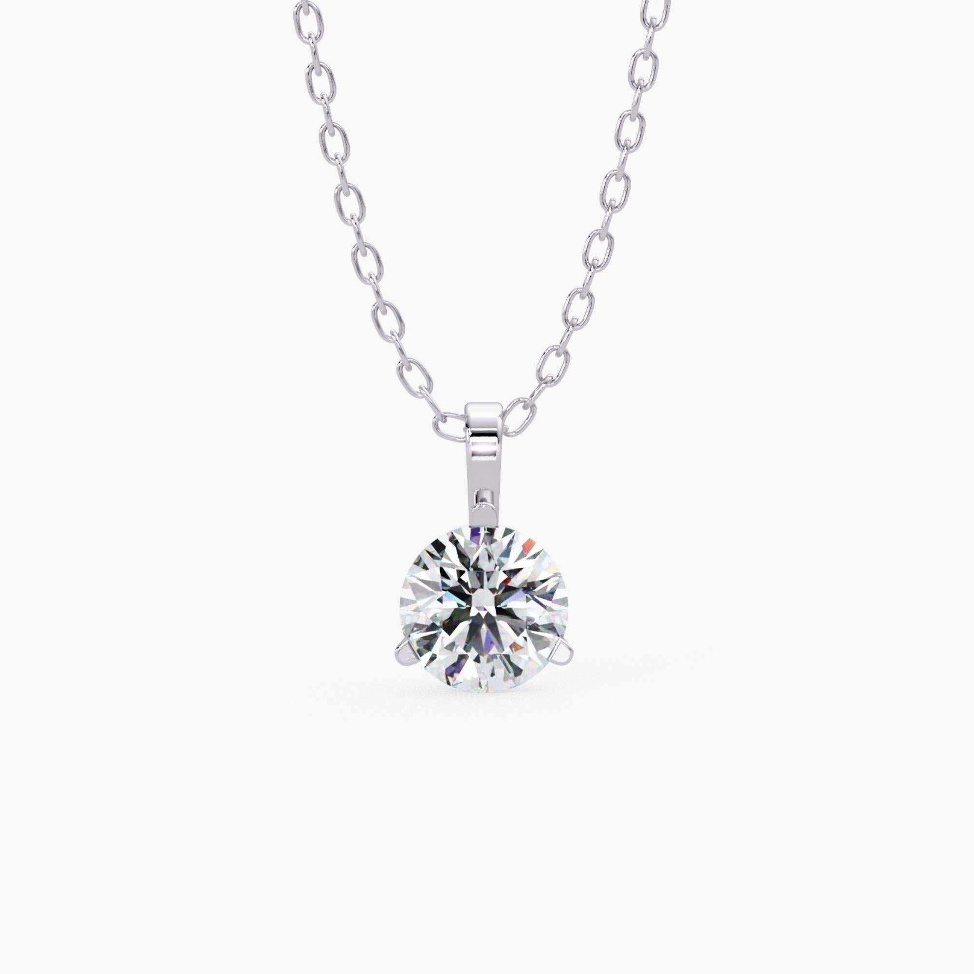 Taille ronde Collier solitaire avec diamants 0,50 ct. pt., pendentif avec diamants SI1 GH, chaîne de 18 pouces en vente