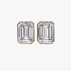 Boucles d'oreilles à clous en or 14 carats, ornées d'un diamant et d'une émeraude d'un poids total de 0,50 carat, boucles d'oreilles solitaires en SI serties en chaton