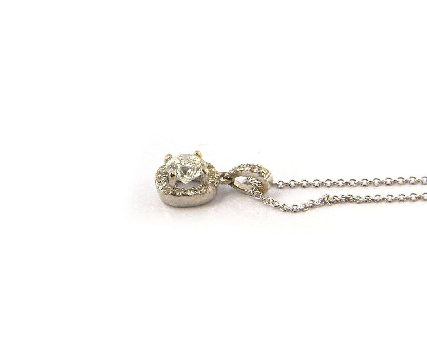 Women's 0.50 CTW Odelia Round Diamond Cushion Halo Pendant Necklace in 18K White Gold For Sale