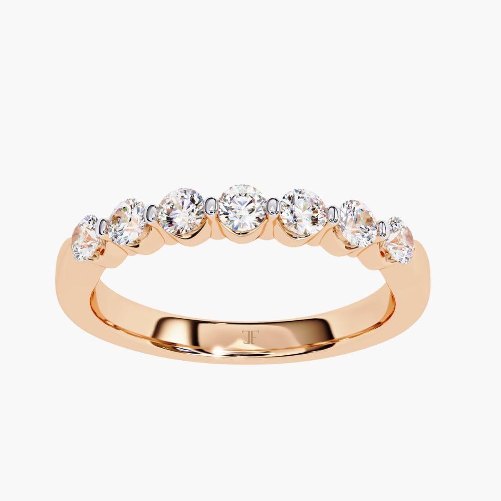 0.50 Ctw Round Cut Diamond Ring  Half Eternity Band 14K Gold For Sale 6