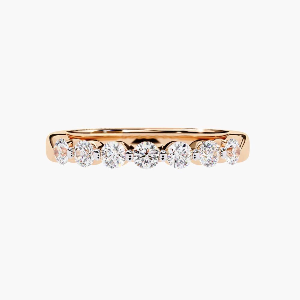 0.50 Ctw Round Cut Diamond Ring  Half Eternity Band 14K Gold For Sale 7