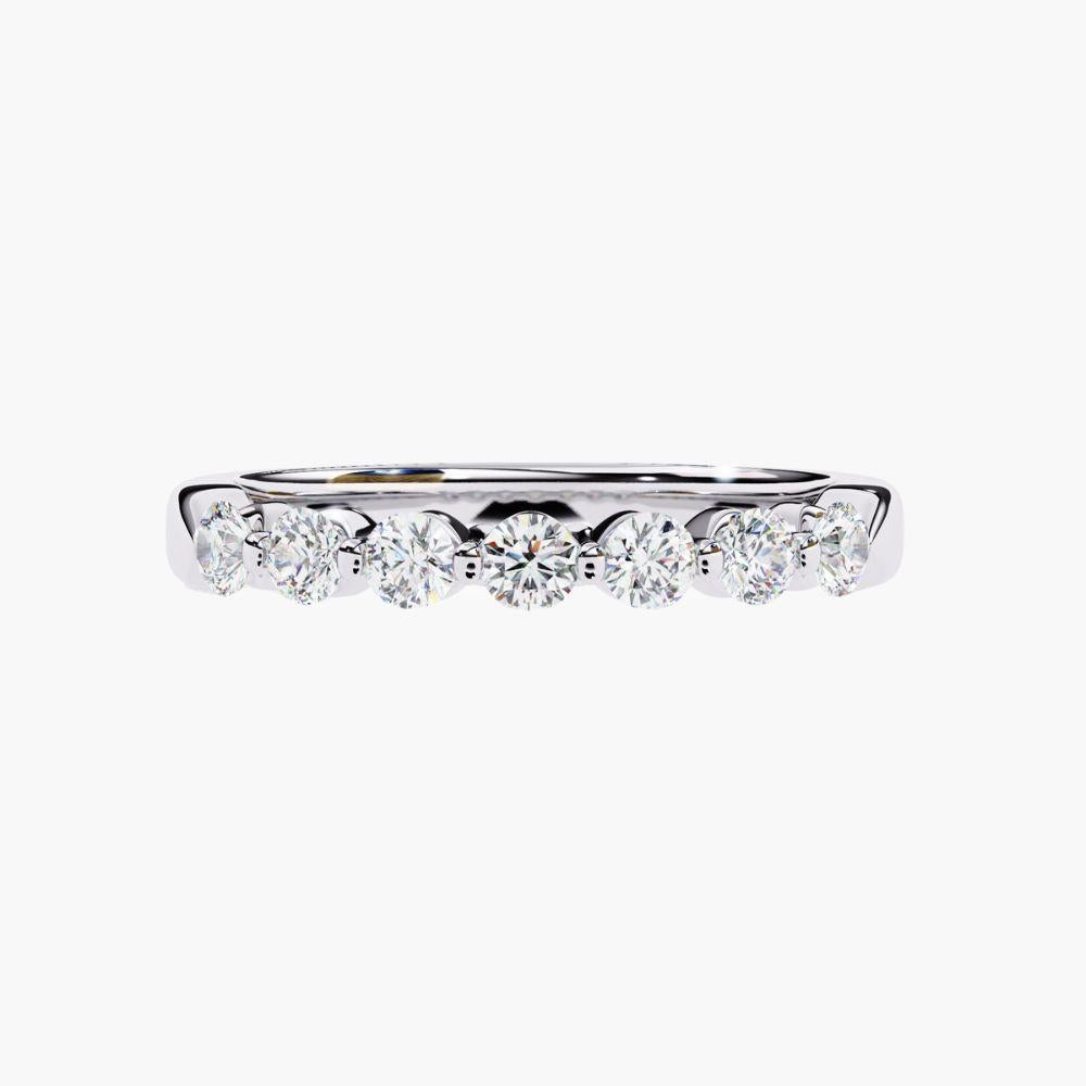 Contemporary 0.50 Ctw Round Cut Diamond Ring  Half Eternity Band 14K Gold For Sale