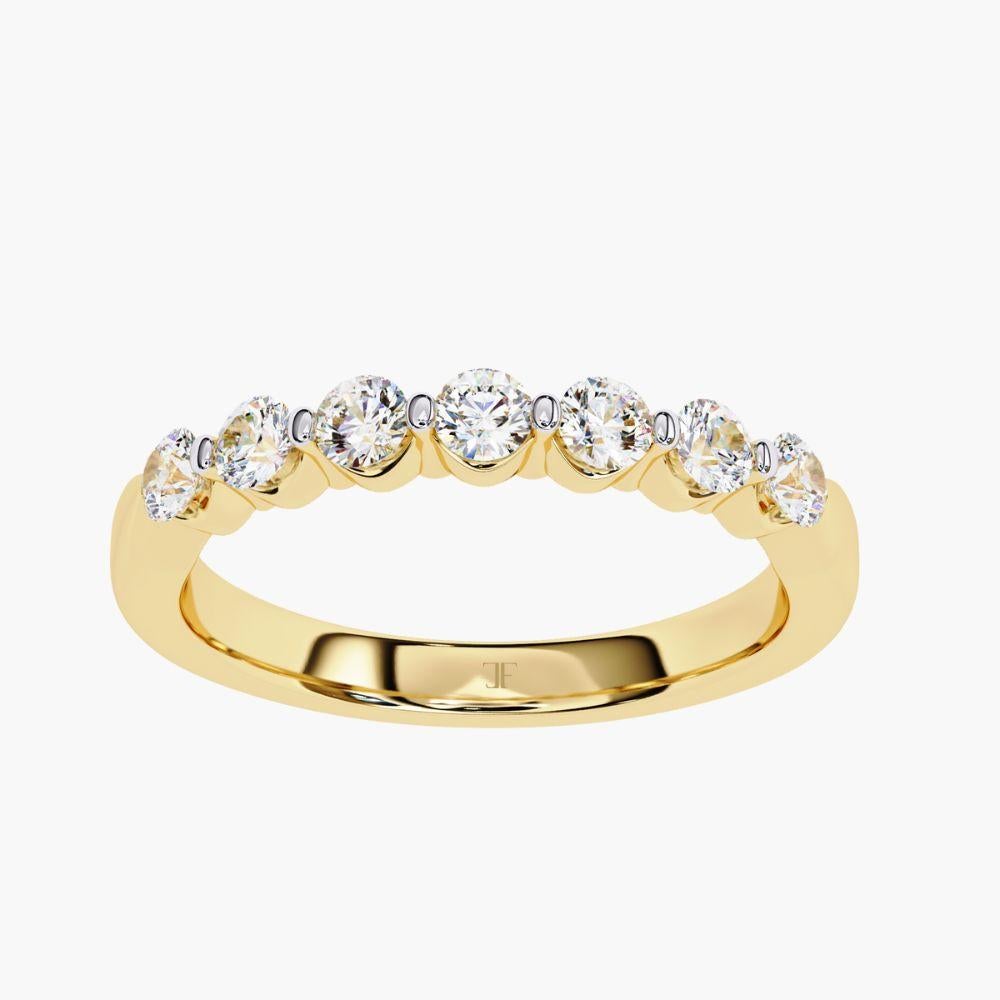 0.50 Ctw Round Cut Diamond Ring  Half Eternity Band 14K Gold For Sale 2