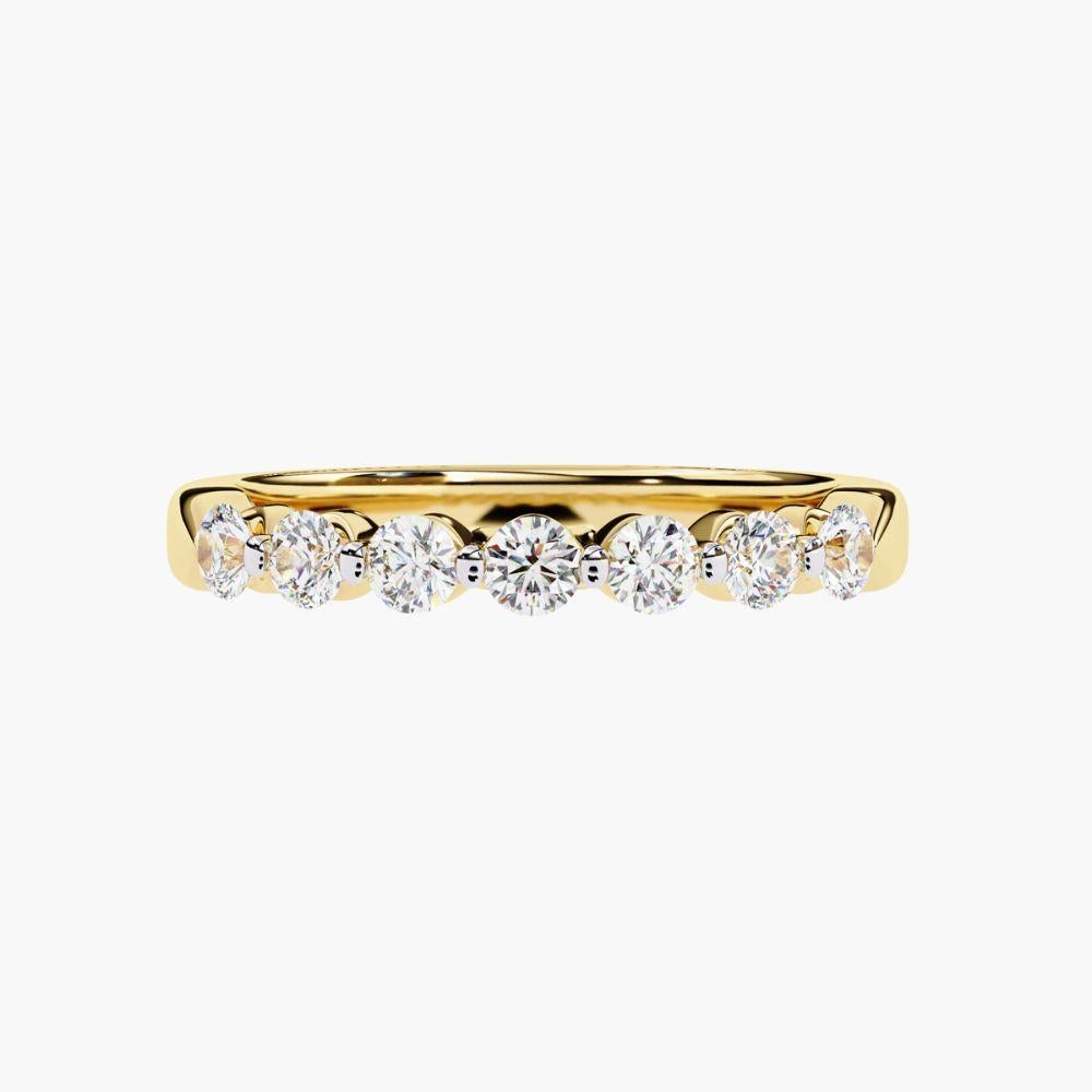 0.50 Ctw Round Cut Diamond Ring  Half Eternity Band 14K Gold For Sale 3