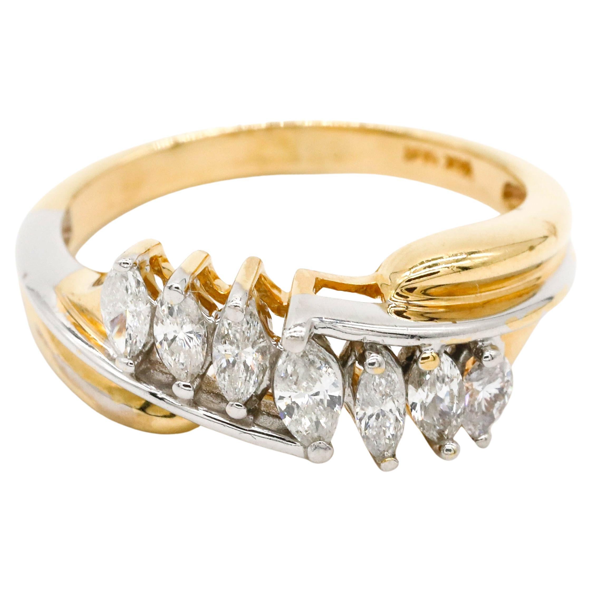 0,50 TCW Marquise-Schliff Diamant-Verlobungsring aus 18 Karat Gelbgold