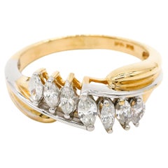 0.50 TCW Marquise Cut Diamond Fine Band Engagement Ring 18k Yellow Gold