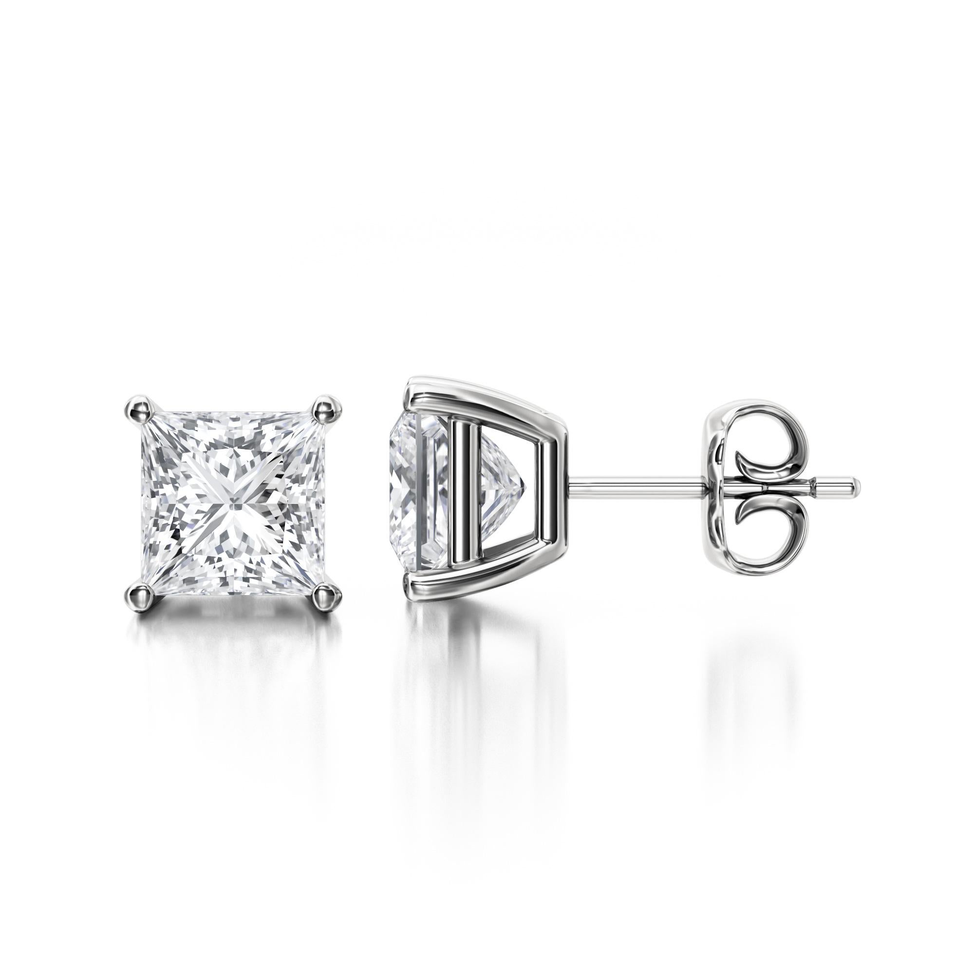 Contemporary 0.50 TCW Princess Cut Natural Diamond Stud Earrings Platinum
