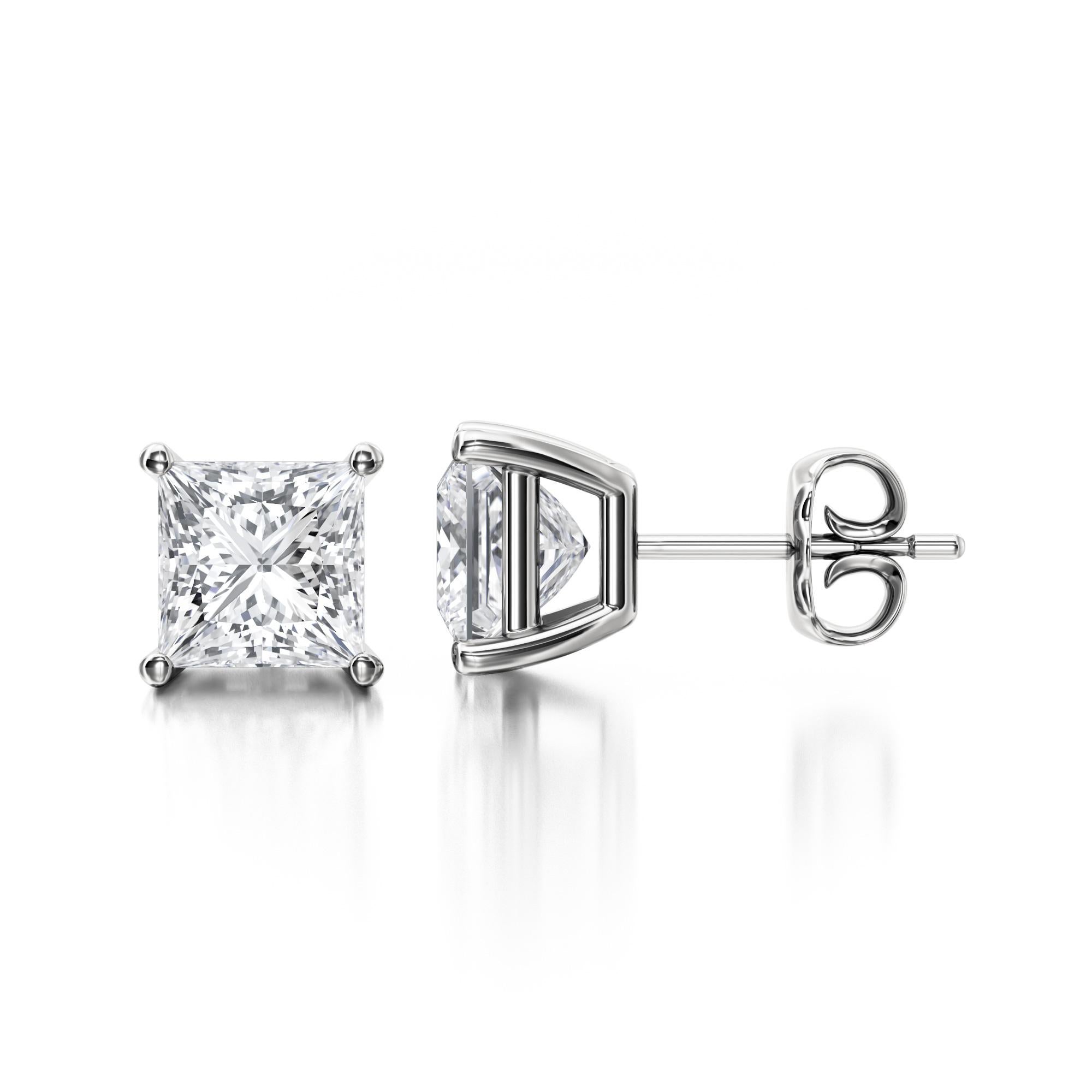0,50 TCW Prinzessinnenschliff natürliche Diamant-Ohrstecker Platin (Zeitgenössisch) im Angebot