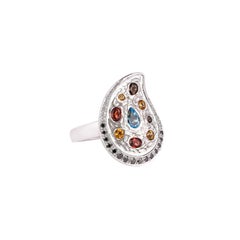 Sunita Nahata Blue Topaz 0.50ct. Fasncy Ring in 14Karat White Gold.