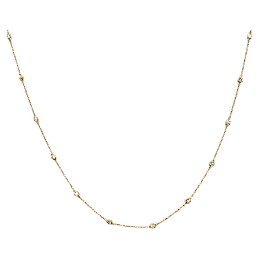 0.50Carats Diamonds Station Bezel Necklace in 14K Yellow Gold by the Yard