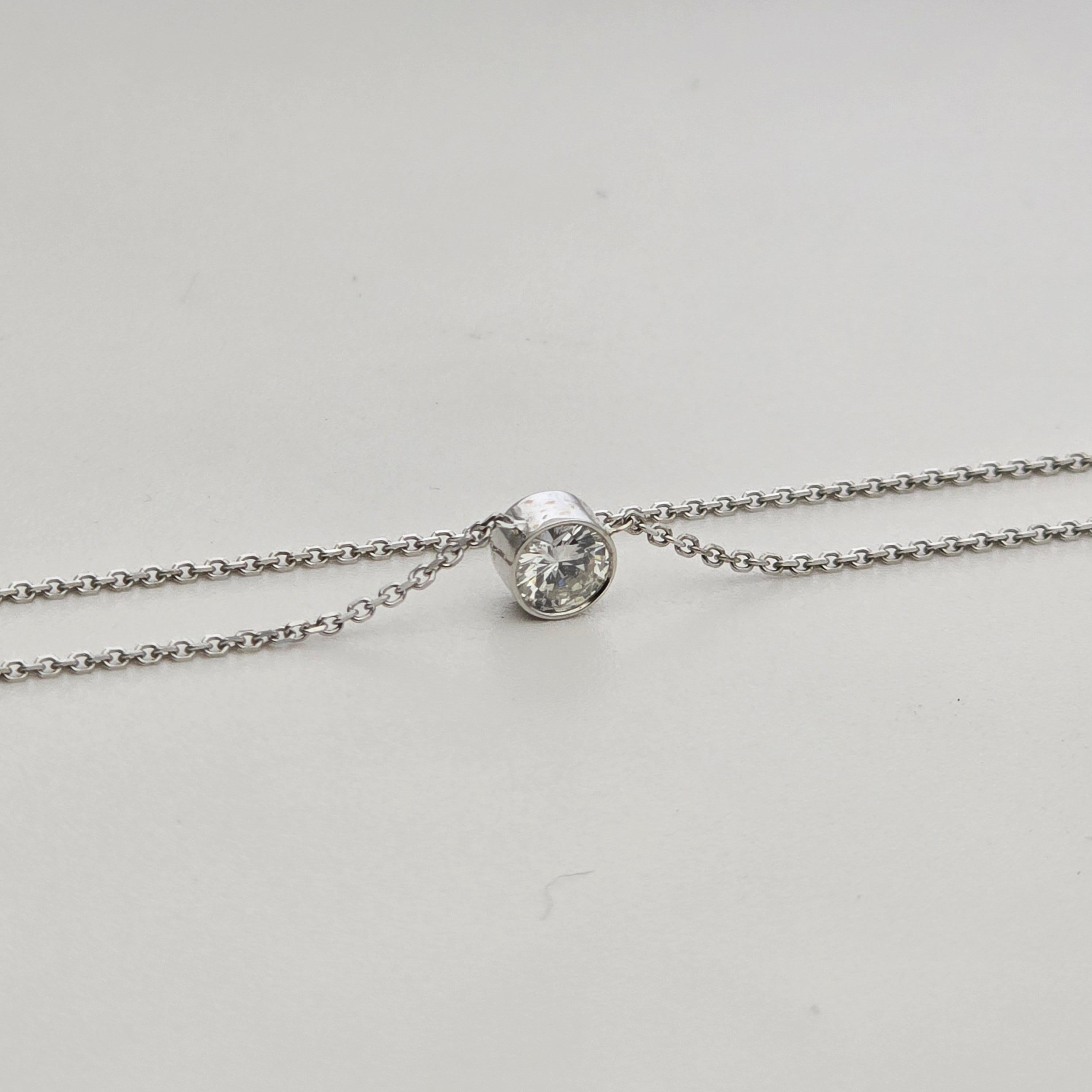 0,50ct Bezel Set Diamant-Anhänger Halskette 14KT Weißgold Weihnachtsgeschenk NY im Angebot 2