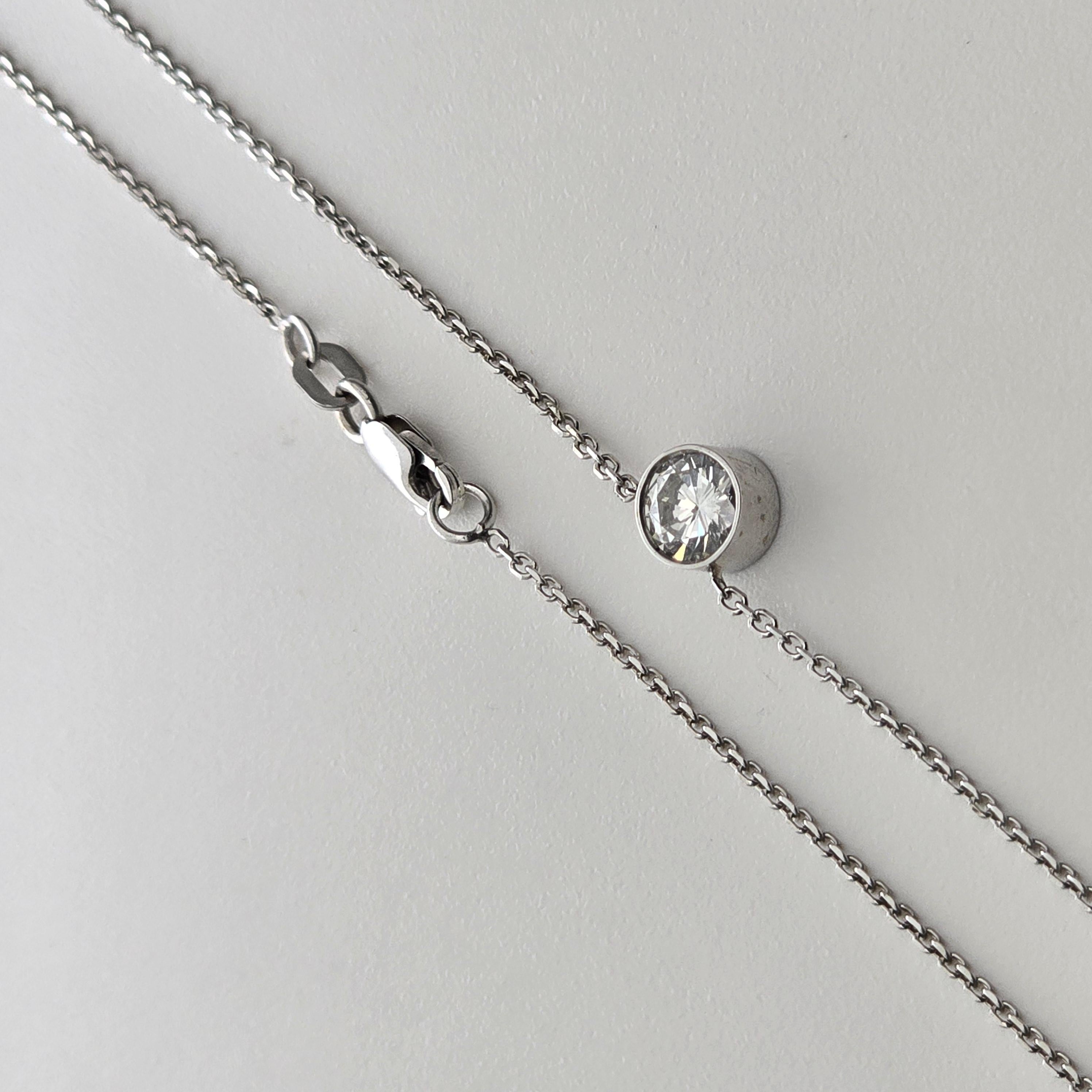 0,50ct Bezel Set Diamant-Anhänger Halskette 14KT Weißgold Weihnachtsgeschenk NY im Angebot 3