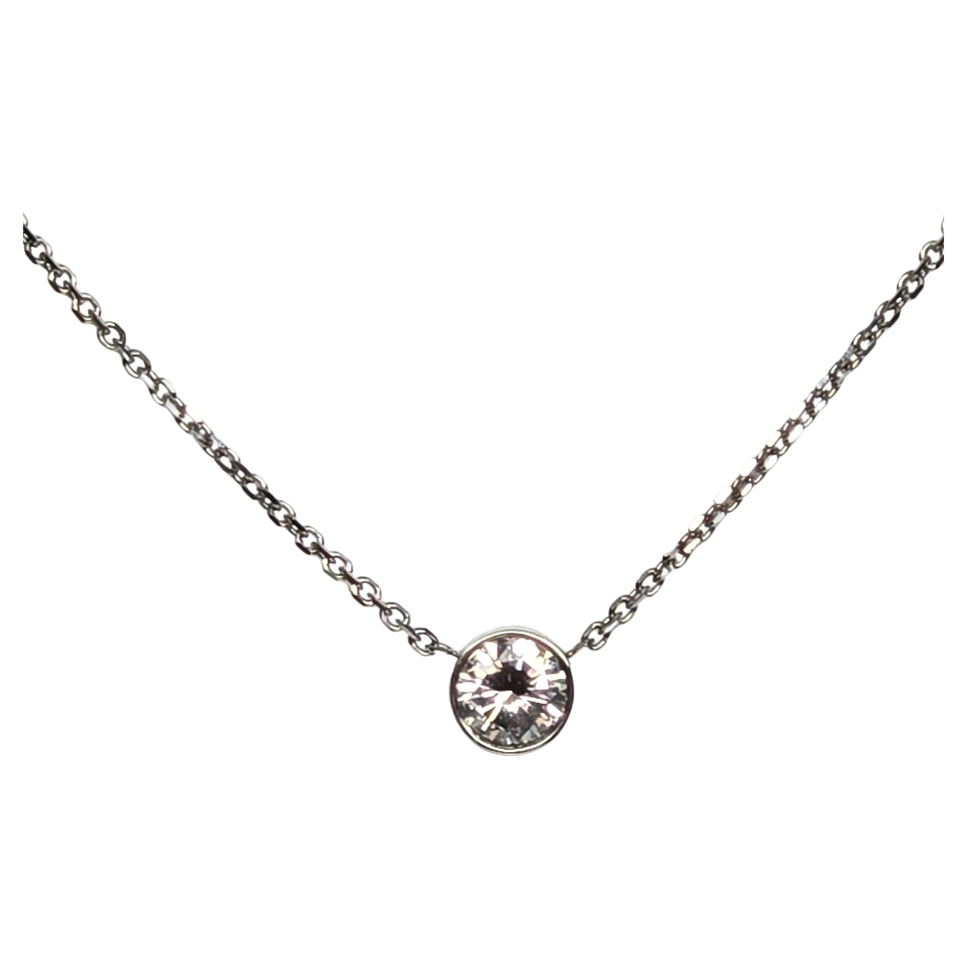 0,50ct Bezel Set Diamant-Anhänger Halskette 14KT Weißgold Weihnachtsgeschenk NY im Angebot