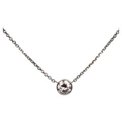 0,50ct Bezel Set Diamant-Anhänger Halskette 14KT Weißgold Weihnachtsgeschenk NY