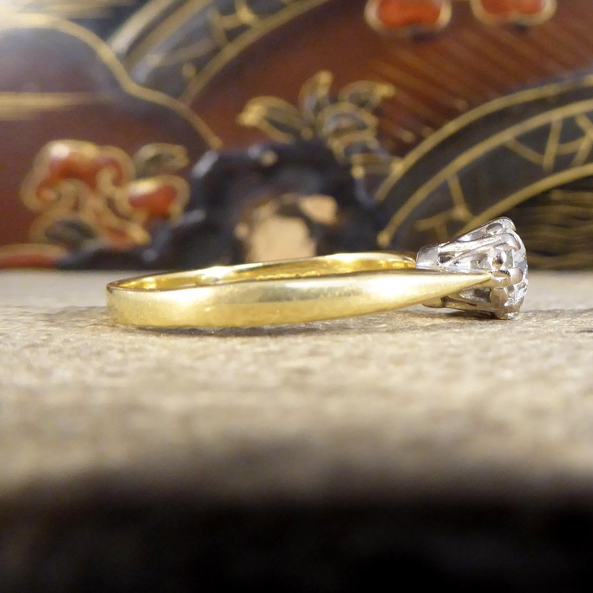 0,50 Karat Brillantschliff Diamant Solitär Verlobungsring aus 18 Karat Gold mit Illusion (Retro)