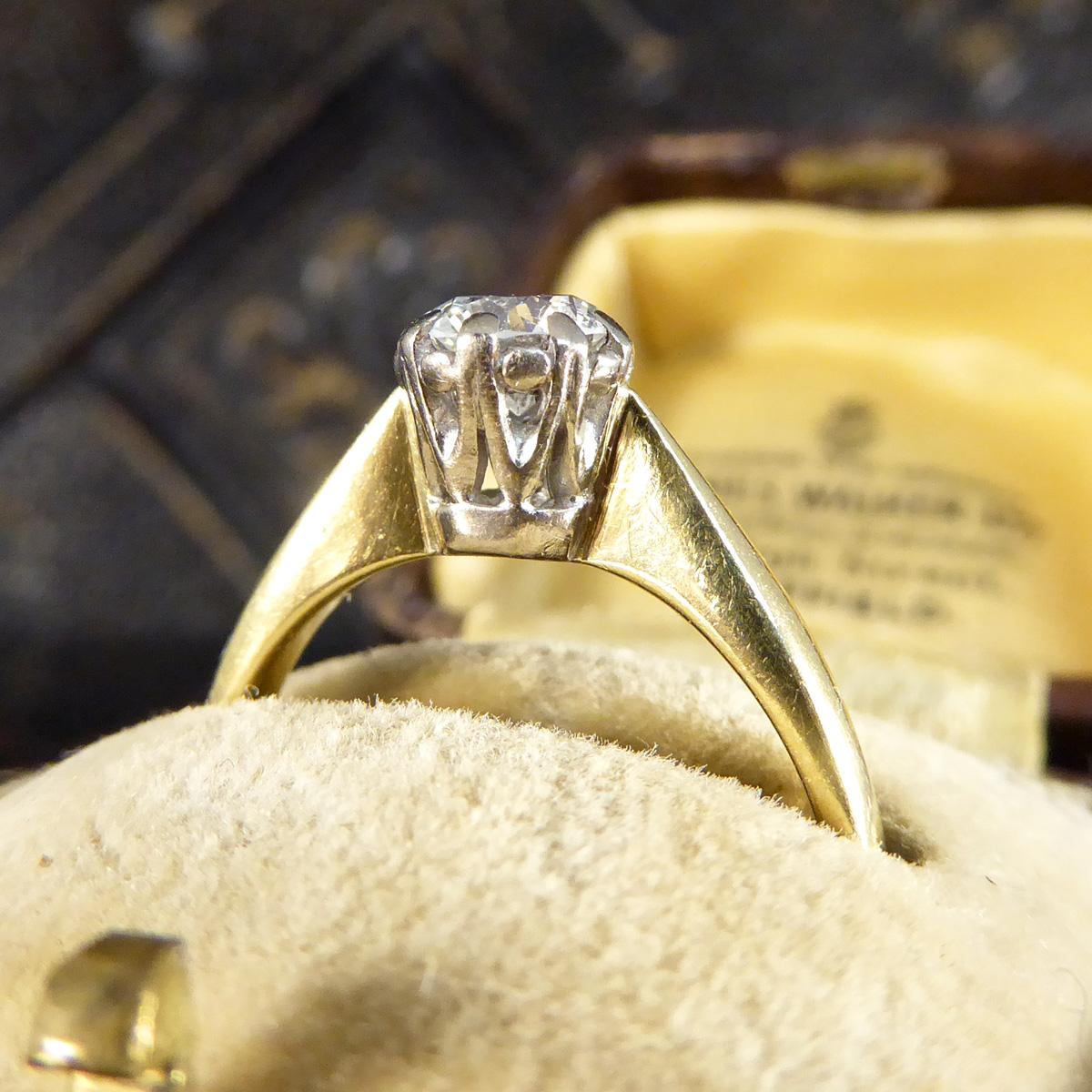 0,50 Karat Brillantschliff Diamant Solitär Verlobungsring aus 18 Karat Gold mit Illusion 3
