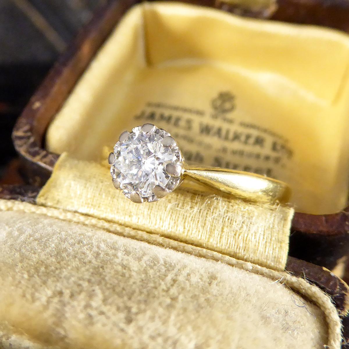 0,50 Karat Brillantschliff Diamant Solitär Verlobungsring aus 18 Karat Gold mit Illusion 4