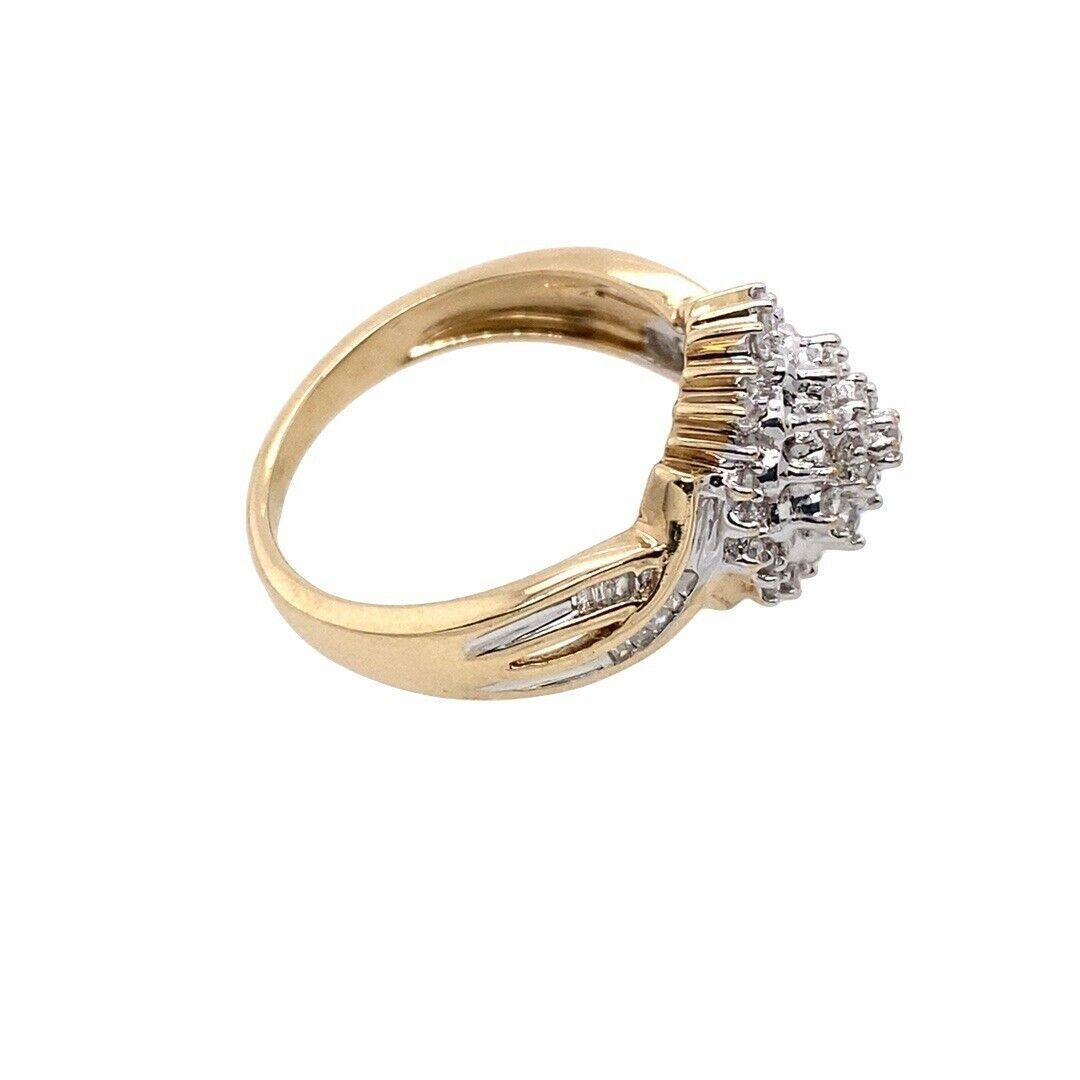 Round Cut 0.50ct Classic Diamond Cluster Ring with Channel Set Shoulders in 9ct Gold For Sale