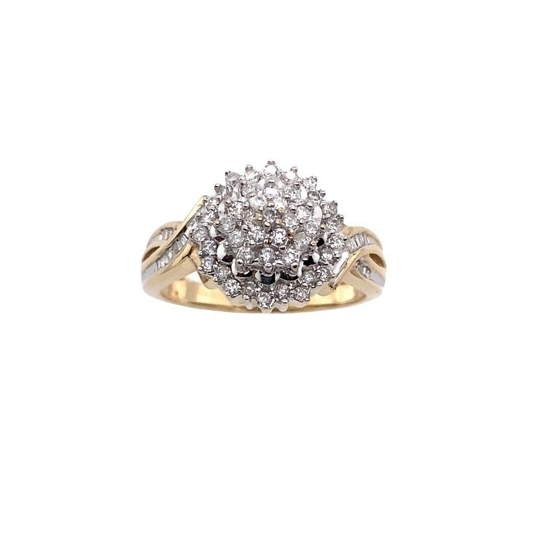 0.50ct Classic Diamond Cluster Ring with Channel Set Shoulders in 9ct Gold For Sale